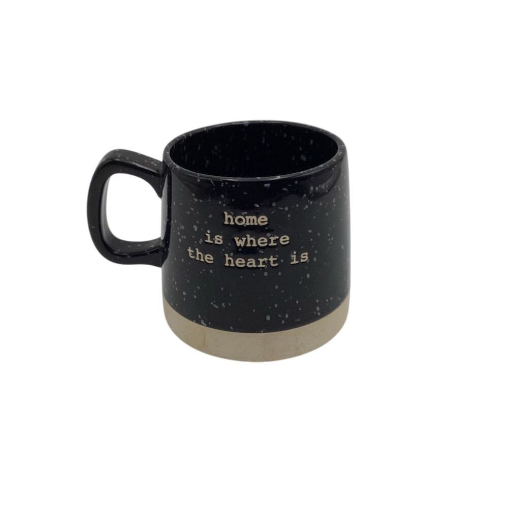 Wendy Bellissimo Black Stoneware Coffee Mug with‎ Heart Theme 4"